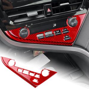 AIRSPEED Carbon Fiber for 2018-2024 Toyota Camry Center Console Button Frame Cover Car Interior Trim Accessories, Red, Type B