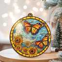 FLAGWIX Butterfly Christmas Ornament 2025 - Suncatcher Ornaments Christmas Tree Decorations - Garden Sunflower Gifts for Women Friends Family, Butterfly Decor, Sunflower Decorations, Stocking Stuffers