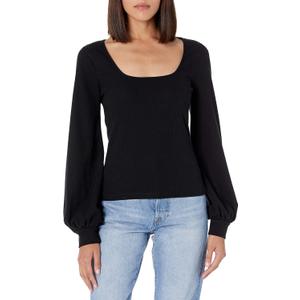 The Drop Women's @lucyswhims Square-Neck Balloon-Sleeve Top (2X, Black)
