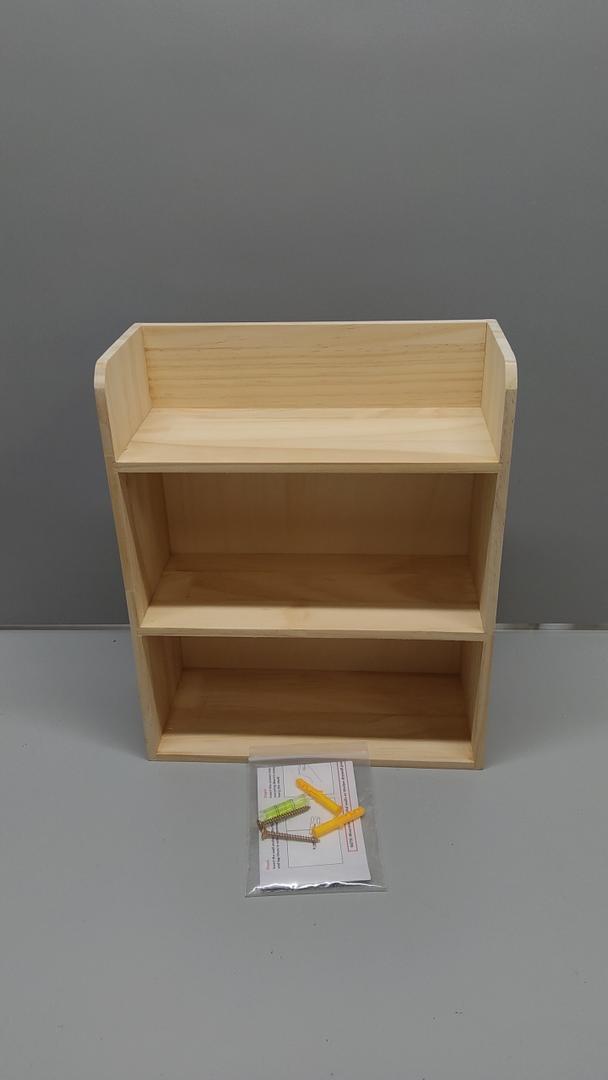 Bahhatii 3-Tier Trinket Shelf, Small Display Shelf for Wall or Countertop, Solid Wood Knick-Knack Shelf for Collectibles, Crystals & Essential Oils Storage, Natural Unfinished, DIY Stain