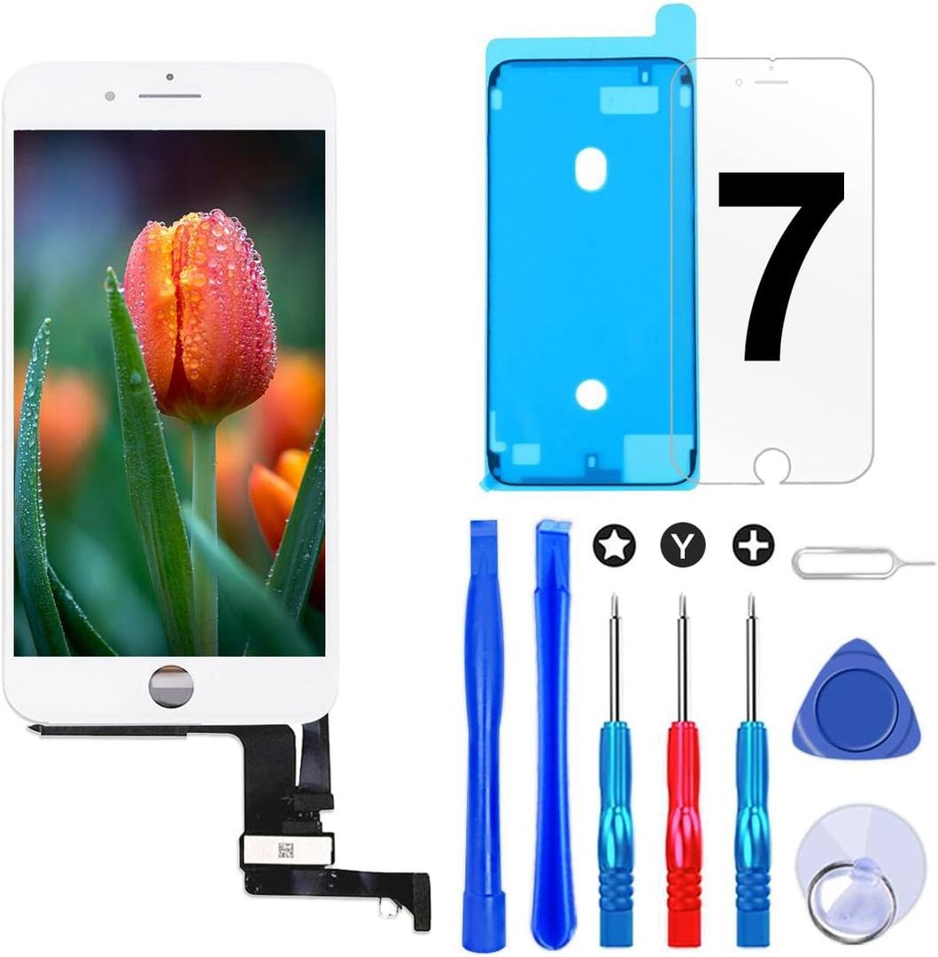 Brinonac Screen Replacement for iPhone 7 4.7 inch LCD Digitizer Touch Screen LCD Replacement Screen Frame Assembly Full Set with Tools and Screen Protector (White)