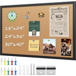 ORIENTOOLS Cork Boards for Walls, 24" x 36" Cork Board for Office, Bulletin Board with Frame, Hanging Pin Board, Wooden Frame Vision Board Cork Notice Board, Corkboard for Office, Home, School