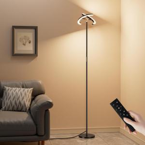 Floor Lamps for Living Room, 40W/2400LM Rotatable LED Floor Lamp with Touch & Remote Control, 70" Tall Standing Lamp Step less Dimmable, Modern Torchiere Corner Lamp for Bedroom, Office (Black)