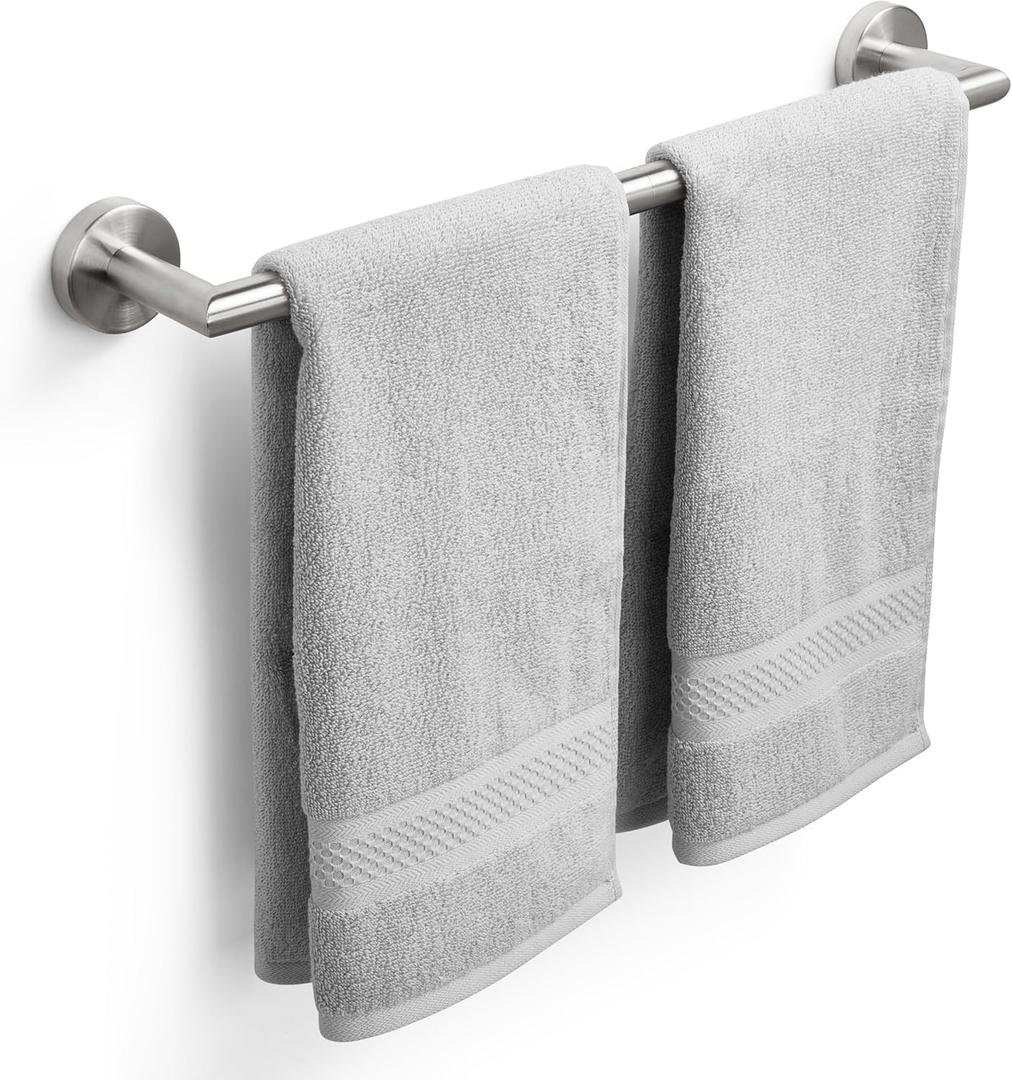 Brushed Nickel Bath Towel Bar 18 Inch Bathroom Towel Rack Wall Mounted Towel Holder Modern Home Decor Towel Rod Bathroom Hardware Silver Towel Hanger Towel Rail Towel Shelf Single Bar Brushed Finished