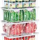 iSPECLE Deep Freezer Organizer Bins - 4 Pack Stackable Small Freezer Organizer Bins for 5 to 7 Cu.FT Small Chest Freezer Sort Frozen Food Easy to Get Food from Bottom without Digging in Freezer, White