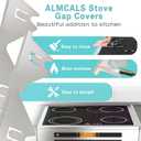 Stove Gap Covers Stainless Steel, 2 Pack Stove Gap Filler Easy Retractable Length 13.8" to 27.5", Width 0.79" ALMCALS Range Trim Kit, Heat Resistant Guard Between Stove Top & Counter