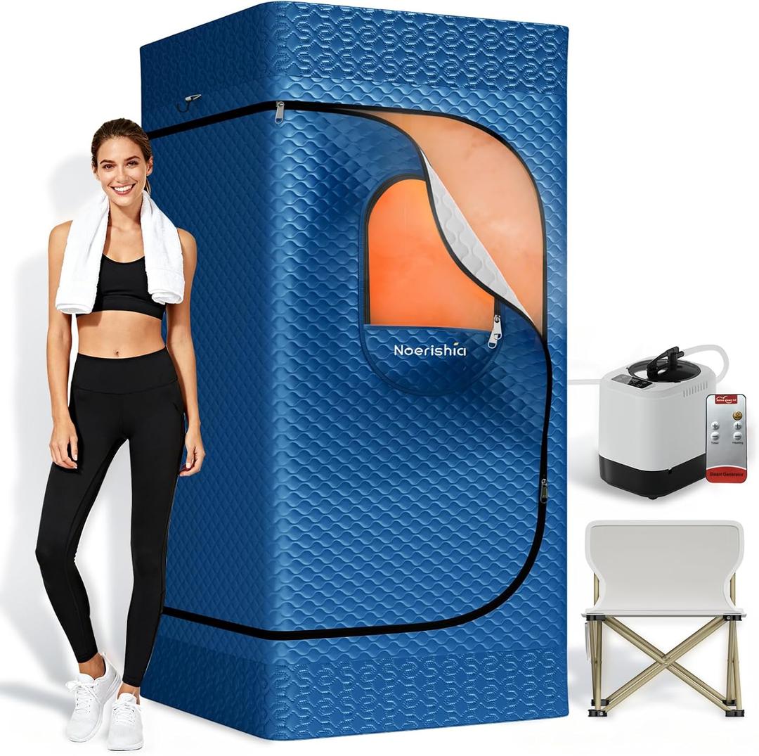 Portable Sauna for Home with 3L 1200W Steamer, Big Folding Chair, 99 Mins Timer, 9 Levels, Pernoanl Steam Sauna Tent Dual YKK Zippers for Home Spa Relax, 32' x32' x 71', Blue