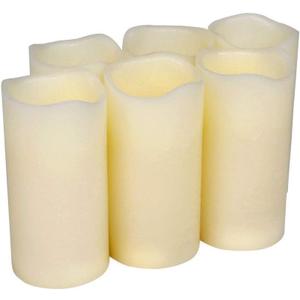 Flickering Flameless Candles Battery Operated Real Wax Pillar Candles LED Candles with Cycling 5H Timer Pack of 6 (3" x 6")