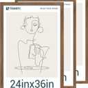 24x36 Poster Frame Set of 3 - Brown Walnut, Natural Solid Wood Picture Frame, Wall Hanging