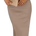 PRETTYGARDEN Women's Summer Bodycon Maxi Tube Dress Ribbed Strapless Side Slit Long Going Out Casual Elegant Party Dresses (Khaki, Small)