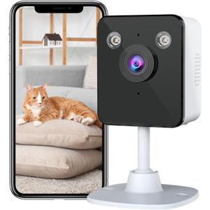 2K Indoor Security Camera for Home, 2.4&5Ghz WiFi Baby/Pet Camera with Phone APP, Night Vision, Motion Detection, 2 Way Audio, Cloud Storage Only, Compatible with Alexa (White (No SD Card Slot))