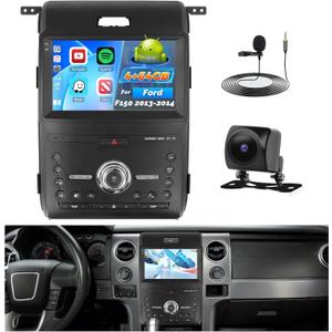 Car Radio for Ford F150 2013 2014: [4G+64G] 9 inch Car Stereo with Wireless Carplay Android Auto, Touch Screen Upgrade for F150 with Bluetooth5.0/32EQ/1280 * 720P/GPS/5GHzWiFi/DSP/EQ