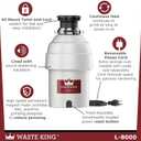 Moen L-8000 Waste King 1 HP Garbage Disposal with Power Cord, 1 HP - Continuous Feed