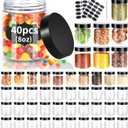 40 Pack Plastic Jars with Lids, Gencywe 8 oz Clear Slime Cosmetics Containers with Pen and Labels, Leakproof Storage Jars, PET Empty Jars with Black Lids for Kitchen Cookie Candy Spices Dry Food Cream