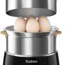Hard Boiled Egg Cooker - CACHOO 14-Egg Rapid Stainless Steel Egg Boiler with 30-Min Timer & Auto Shut Off, Compact Electric Vegetable Steamer for Cooking, Dishwasher Safe, Black (2-Tier)
