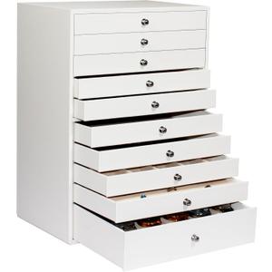 GUKA Large Jewelry Box, Jewelry Case with 10 Drawers for Big and Small Jewelry, Jewelry Storage Organizer for Watch Earrings Necklace Rings Bracelets, Birthday Wedding Gifts, White