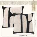 2 Pcs Black White Throw Pillow Covers Boho Chunky Tufted Pillow Cover 18 x 18 Inches Modern Woven Decorative Pillows Cases Abstract Pillows Sham for Living Room Bed Sofa Couch
