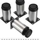 2 x 4 PCS Stainless Steel Furniture Legs Replacement Legs Adjustable Legs for Coffee Table Sofa Chair (4 Inch)
