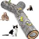 Cat Tunnels for Indoor Cats - Interactive Tree Trunk Cat Activity Play Tunnels with Peek Holes, Collapsible Pet Tube Puzzle Hunt Chase Training Center Toys for Kitten, Ferret, Small Animals (bark pattern)