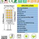GY6.35/G6.35 LED Bulb Dimmable, T4 JC Type Bi-pin Base,AC/DC 12V Soft White 3000K,6W Equivalent to 50-65W G6.35/GY6.35 Halogen/Xenon/Incandescent Replacement Bulb,4-Pack