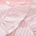 meioro Striped Ruffled Tablecloth Square Spring Cotton Blend Stripe Table Cloth with Tassel, Farmhouse Washable Wrinkle Free Heavy Table Cover for Valentines Day Outdoor Picnic Party, Pink, 36''x36''