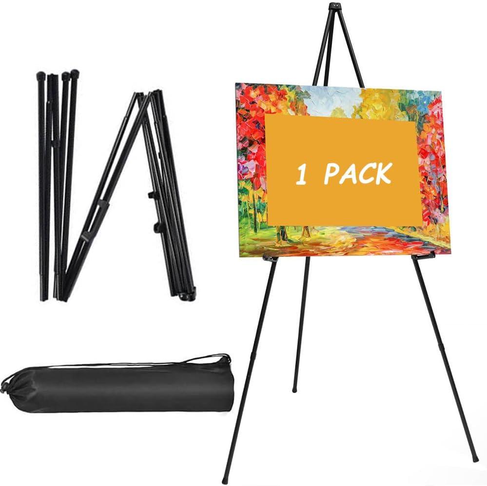 Portable Easel Stand for Painting Canvas, 63" Metal Tripod Artist Painting Easel for Display Wedding Office Home Signs (Black, 1 Pack)