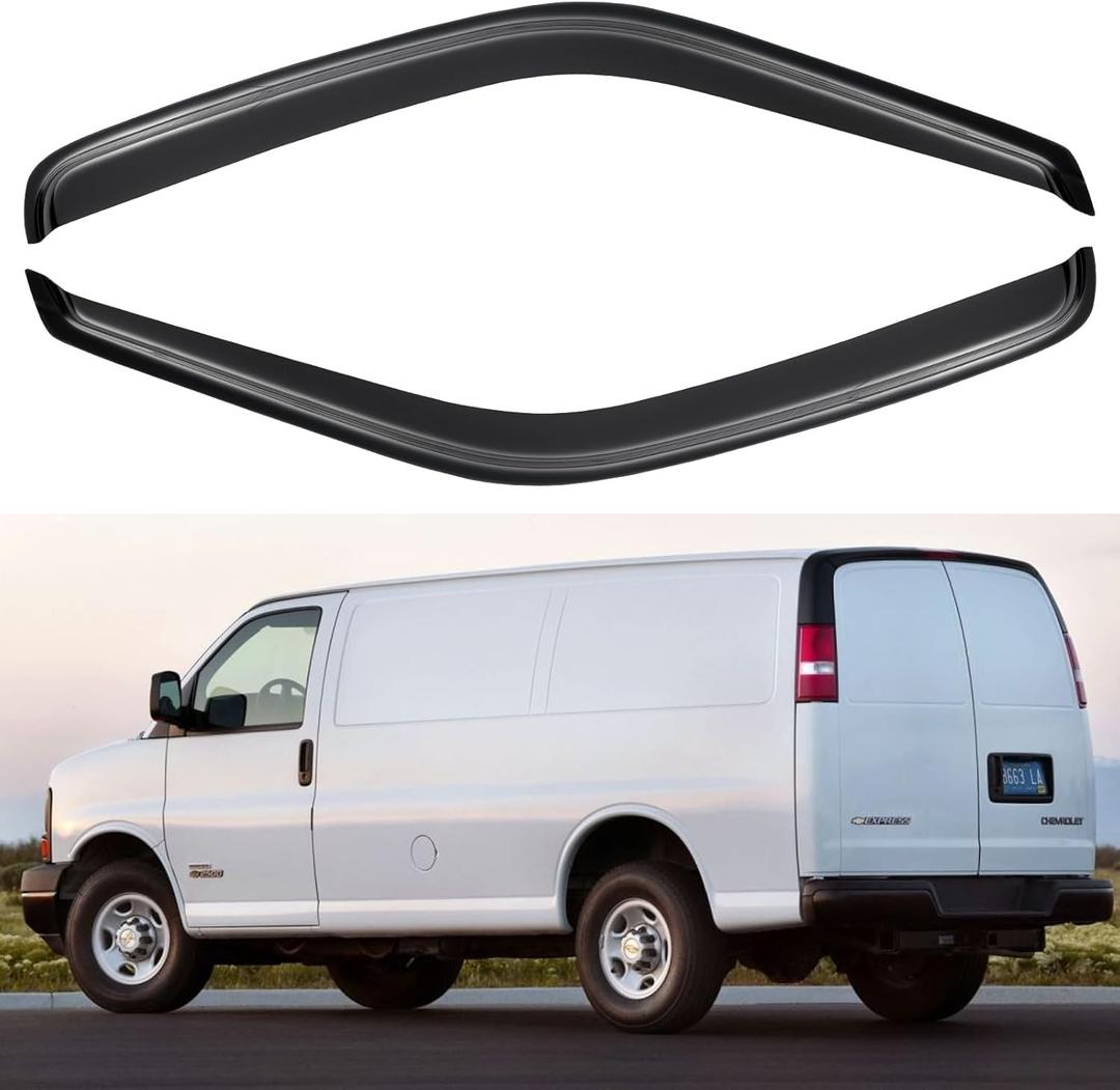 Window Visors Rain Guards Shield for 1996-2025 Chevy Express Van/GMC Savana, Out-Channel Window Vent Wind Deflectors Visors Shades