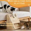 Interactive Cat Treat Toy Wooden Food Dispensing Cat Toy for Indoor Cats, Paw-Activated Reward Feeder, Cat Enrichment & Puzzle Toy for Mental Stimulation (Pine)