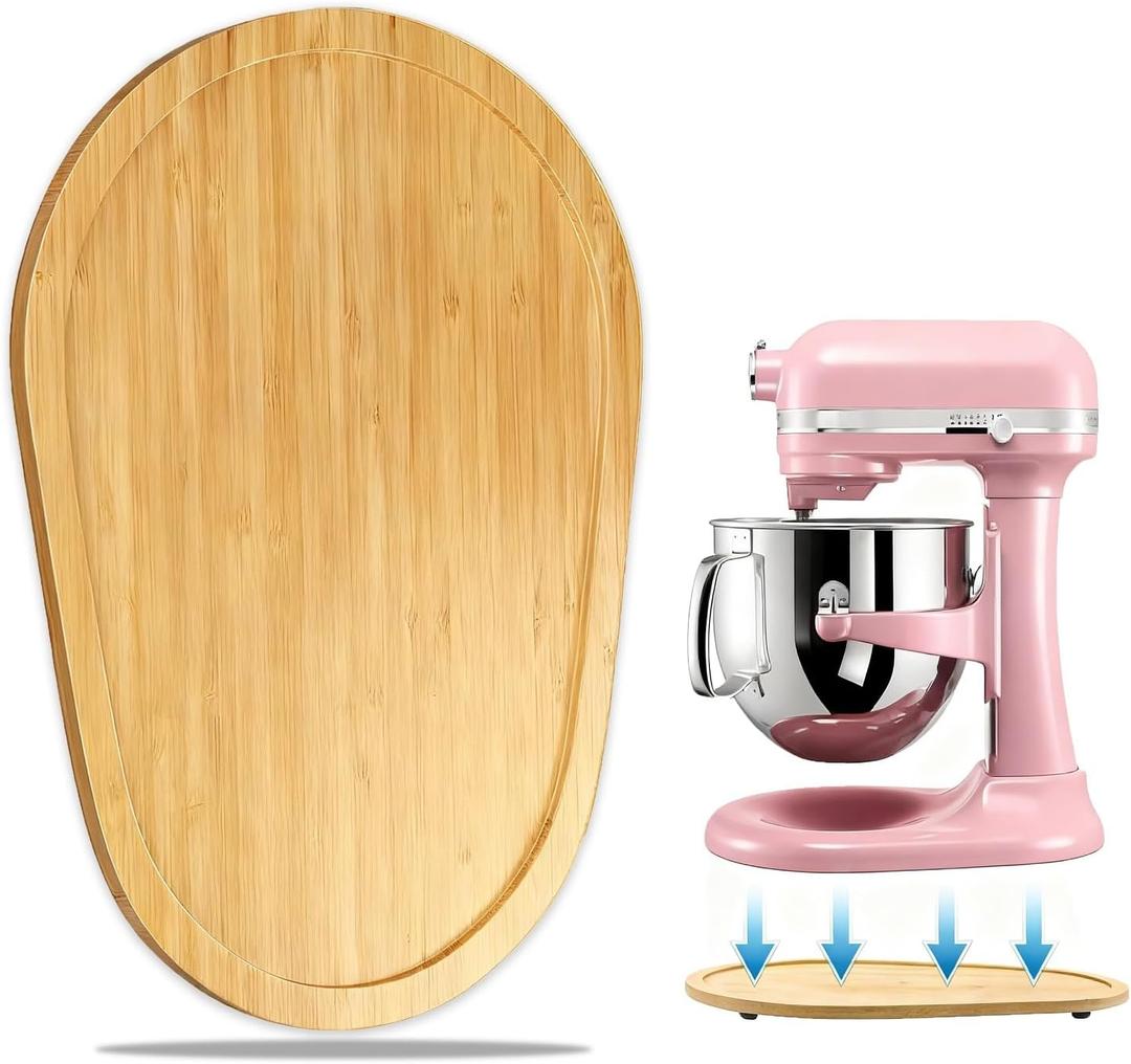 Bamboo Mixer Slider Compatible with KitchenAid 5-8 Qt Bowl Lift Stand Mixer, Appliance Sliding Mat Accessories and Attachments for Kitchen Aid, Countertop Moving Tray