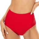 Annbon Slimming Artifact High Waisted Bikini Bottom Tummy Control Full Coverage Bikini Bottom Swimsuit Bottoms for Women (Medium, Red)