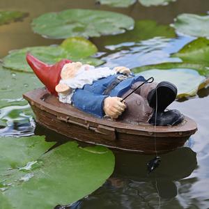 Gnome Fishing Pond Decor Floating Pool Decorations Accessories for Outdoor Ponds Backyard Lake Resin Figurine Patio Outside Gifts