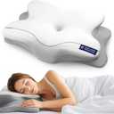 Cervical Neck Pillow for Side & Back Sleepers, Ergonomic Memory Foam Pillow for Sleep Apnea, Neck Pain Relief, Neck Support Pillow with Washable Pillowcase, Supportive Bed Pillow for Neck