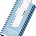 MFi Certified 256GB Flash Drive for iPhone, 3 in 1 Type-C USB Memory Stick Thumb Drive for Photos Videos Storage, High Speed External Memory Storage Photo Stick for iPhone iPad Android PC (Sky Blue)