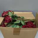 Jexine 50 Pcs Artificial Rose Flower Bulk Realistic Silk Fake Roses with Long Stem Plastic Artificial Flower Bouquet Real Looking for Home Wedding Centerpieces Party Decoration (Burgundy)
