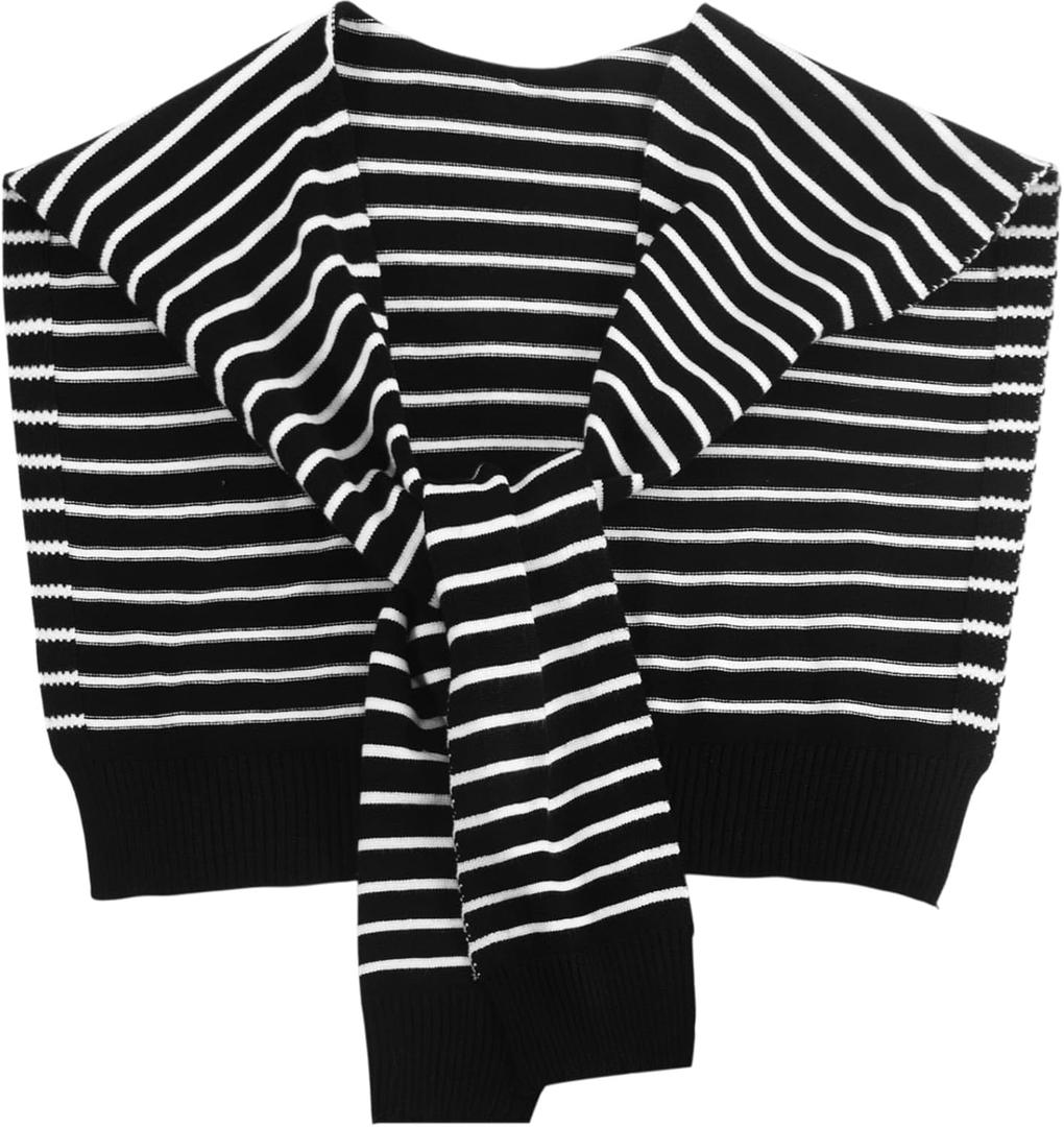 Hercicy Sweater Shawl Wraps for Women Sweater Knitted Knotted Shawls Striped Travel Casual Scarf Cape Shoulder Tops
