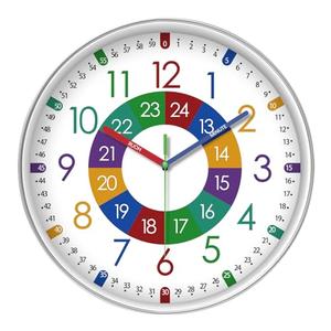 XFM Kids Wall Clock 10 Inch Silent Non Ticking Battery Operated Colorful Teaching Time Clock Decorative Small Analog Learning Clock for Kids Room Classroom School Playroom