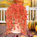 6 Bundles Artificial Fall Flowers for Outdoors Fake Plants Garden Home Fall Decor,UV Resistant Realistic Silk Faux Autumn Flower Indoor Outside Front Porch Patio Balcony Yard Farmhouse(Orange)