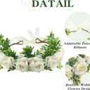 Honoson Dog Wedding Flower Collar, Adjustable Artificial White Rose Floral Attire Wreath with Ribbon Tie, Pet Puppy Cat Outfit for Female Male Dog Engagement Photo Prop Bridal Shower(Medium)