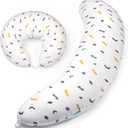 Firm C Shaped Pregnancy Pillows for Sleeping, Belly Hip Leg Knee Support Side Sleeper Body Pillow, Cuddle Snuggle Maternity Pillow, Zipper Cooling Jersey Cotton Pillowcase, Gifts for Mom