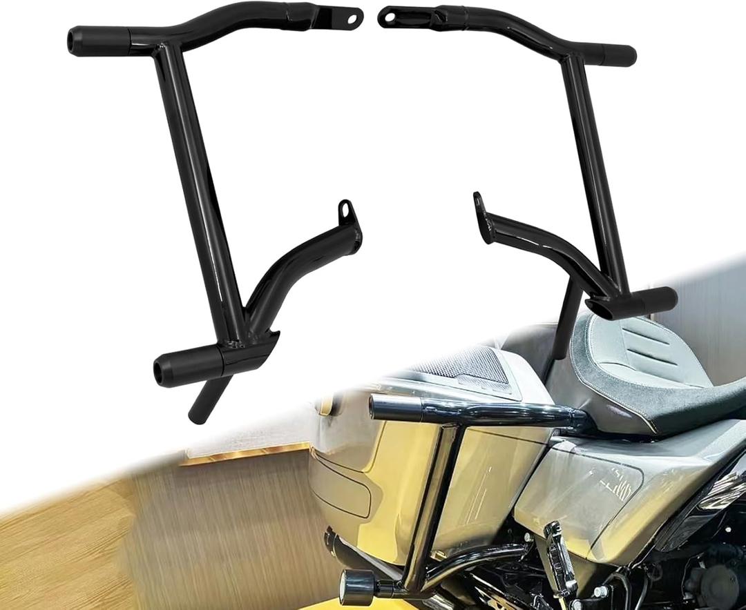 Saddlebag Guard Crash Bar Fit for Harley Touring Road Glide FLTRX Road King FLHR Street Glide FLHX Electra Glide Ultra Limited CVO 2009-2025 (Decorative Slider Black)