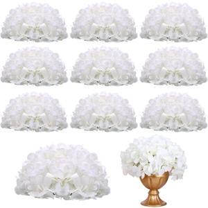 Tigeen 10 Pcs Hydrangea Artificial Flowers, Fake Hydrangeas Silk White Faux Flowers Bulk for Outdoors Arrangement Wedding Centerpieces Mother's Day Anniversary Party Home Garden Decor