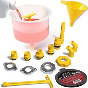 Thorstone No-Spill Coolant Funnel Kit, 16-Piece Universal Spill-Free Radiator Coolant Filling Funnel with Adapters