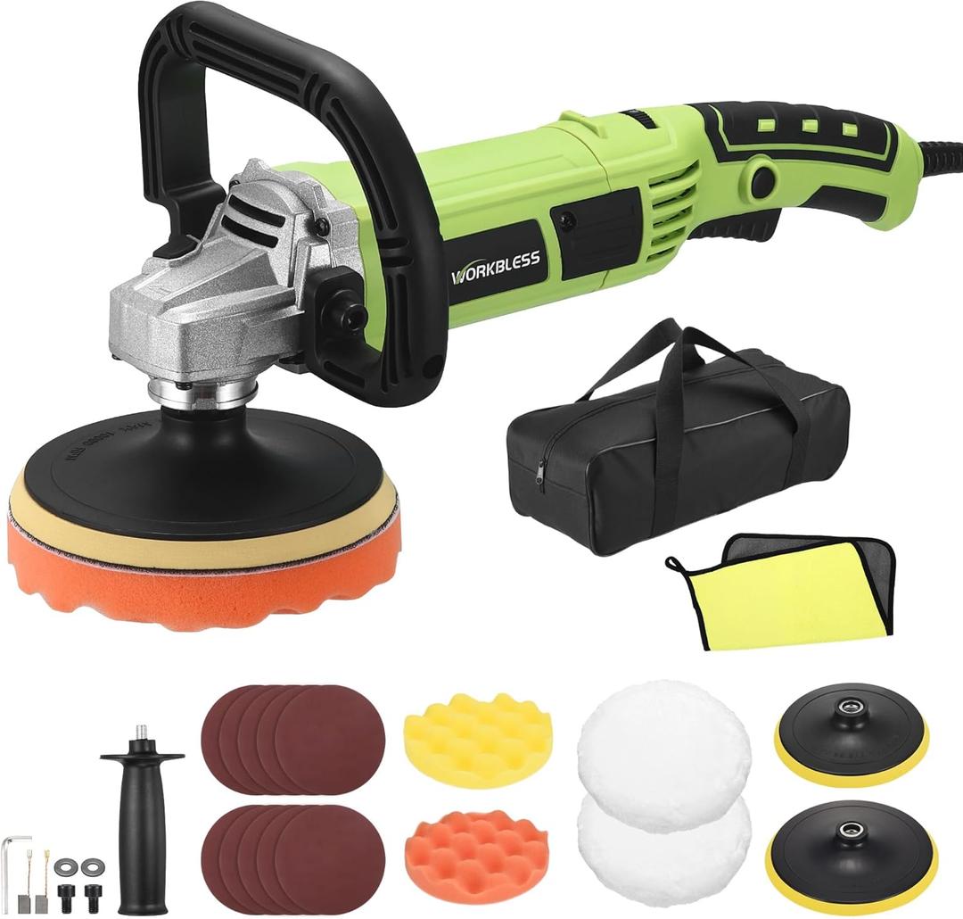 Buffer Polisher, 1600W 6 Inch/7 Inch Rotary Car Buffer Polisher Wax, 7 Variable Speed 1600-3500 RPM, Car Buffers and Polisher for Car, Boat Sanding and Polisher