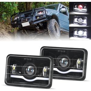 DING.PAI 2PCS 4x6 inch LED Headlights DOT with Red Evil Eye Rectangular Replacement Headlight Compatible with Chevy S10 K5 K10 K2 C10 Silverado V10 Oldsmobile Cutlass Calais 1980-1991 Ciera 1982-1996