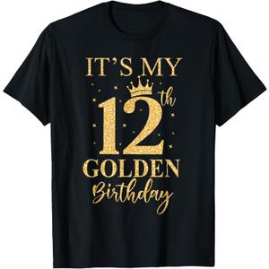 It's My 12th Golden Birthday 12 Year Old Bday Kids Born 2014 T-Shirt