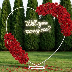 6.6FT Heart Arch with Will You Marry Me LED Sign, Proposal Decoration Kit, 16.5 x 9.8 inches