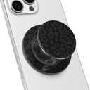 Svanove Magnetic Phone Grip Compatible with Magsafe Phone Grip Holder, Collapsible Cheetah Print Mag Safe Cellphone Grips Kickstand, Cute Leopard Stand for iPhone Samsung Android, Black