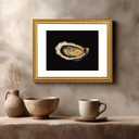 Atterrirart Gold Framed Oyster Wall Art, 13 * 16inch, Vintage Kitchen Canvas Prints Aesthetic, Coastal Minimalist Wall Decor Artwork, Beachy Seashell Wall Art for Living Room, Dining Room, Ready To Hang