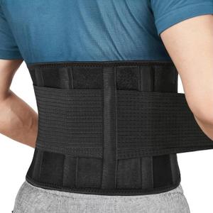 Back Brace for Men Lower Back Pain - Sciatica, Scoliosis, Herniated Disc Relief - Workout Back Brace for Women - 4X Powerful Lumbar Support With Dual Adjustable Support Straps Black-L (Black, L)