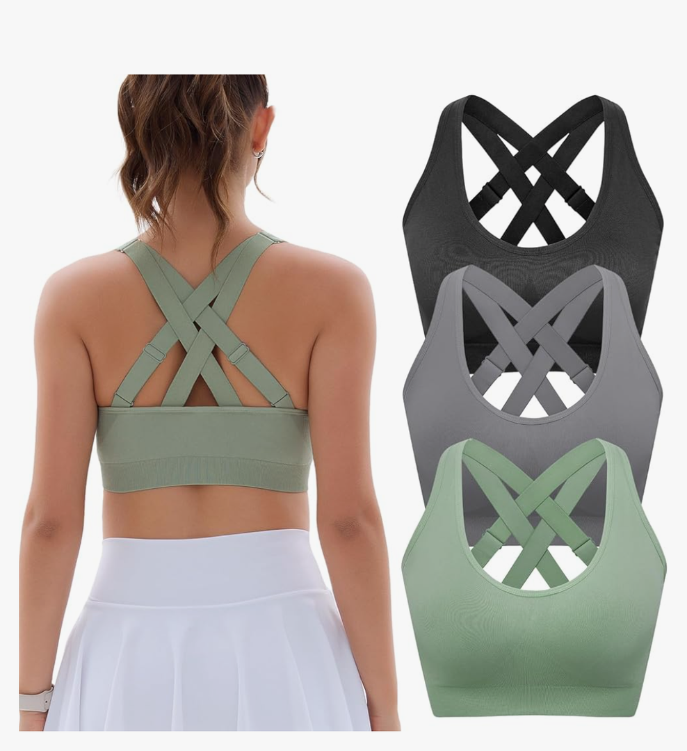 FITTIN Adjustable Sports Bras for Women: High Support Impact Padded Full Coverage Bra for Workout Gym, Large Bust